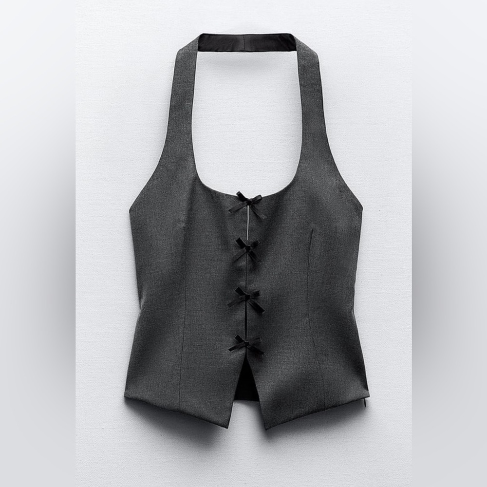 Zara bow vest halter top Small S